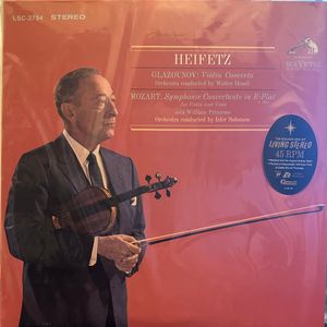 Violin Concerto / Symphonie Concertante in E-Flat (K. 364) for Violin and Viola  by Alexander Glazunov,  Wolfgang Amadeus Mozart,  Jascha Heifetz,  Walter Hendl,  William Primrose,  Izler Solomon