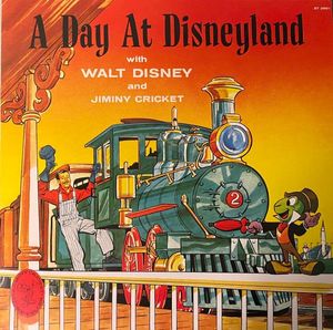 A Day At Disneyland with Walt Disney and Jiminy Cricket cover