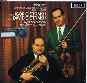 Wolfgang Amadeus Mozart - Igor Oistrach, David Oistrach, Kiril Kondrashin, Moscow Philharmonic Orchestra – Sinfonia Concertante K.364, Duo In G K.423